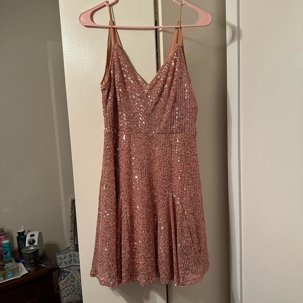 Rose gold sequin dress!